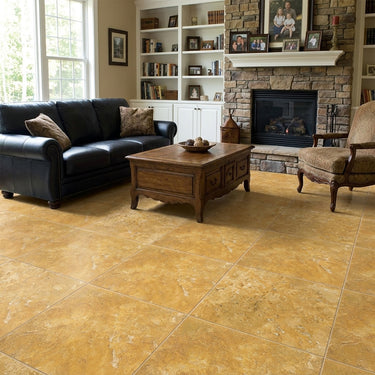 Gold Yellow Honed And Filled 18x18 Travertine Tile