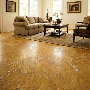 Gold Yellow Honed And Filled 18x18 Travertine Tile