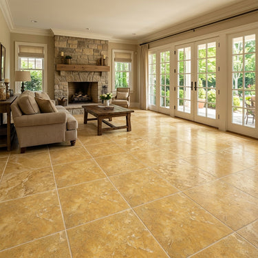 Gold Yellow Honed And Filled 18x18 Travertine Tile